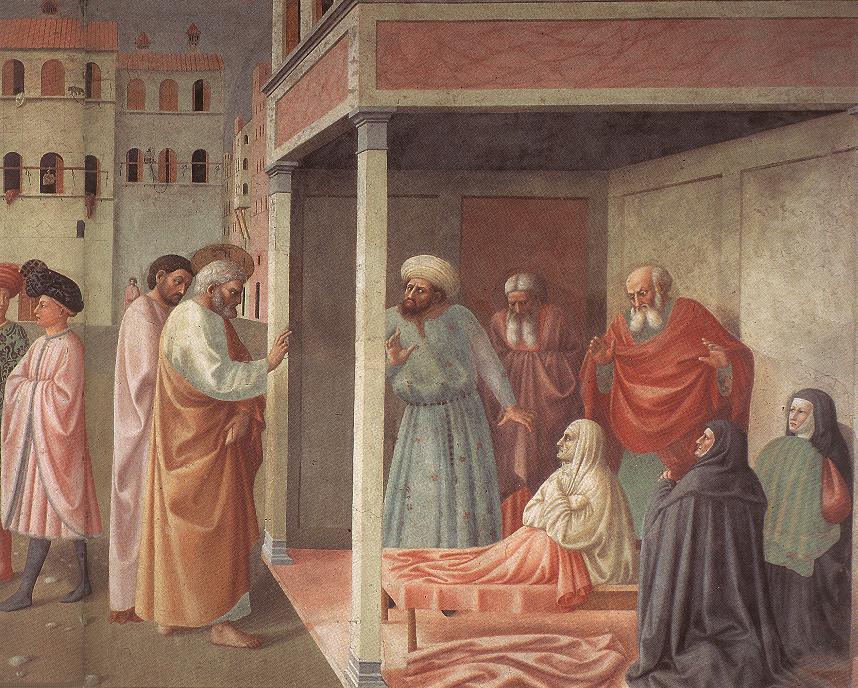 MASOLINO da Panicale Healing of the Cripple and Raising of Tabatha